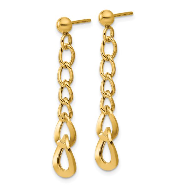 Leslie's 14K Polished Fancy Curb Link Post Dangle Earrings - Image 2