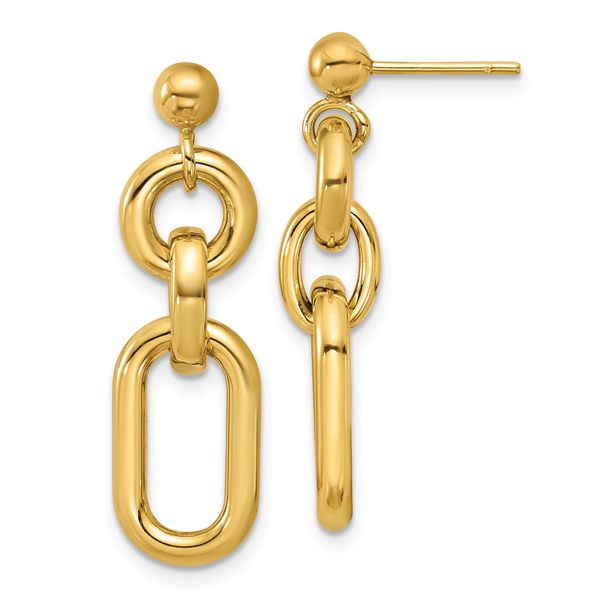 Leslie's 14K Polished Fancy Mixed Links Post Dangle Earrings