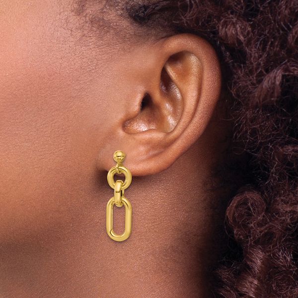 Leslie's 14K Polished Fancy Mixed Links Post Dangle Earrings - Image 3