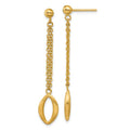 Leslie's 14K Polished and Brushed Navette Link Post Dangle Earrings