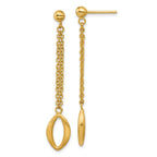 Leslie's 14K Polished and Brushed Navette Link Post Dangle Earrings