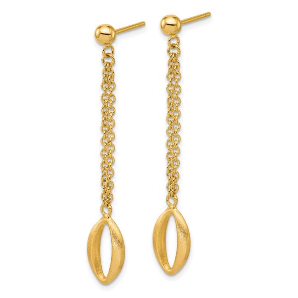 Leslie's 14K Polished and Brushed Navette Link Post Dangle Earrings - Image 2