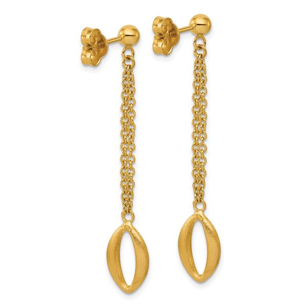 Leslie's 14K Polished and Brushed Navette Link Post Dangle Earrings - Image 4