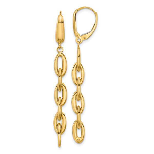 Leslie's 14K Polished Fancy Oval Link Leverback Dangle Earrings