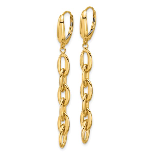 Leslie's 14K Polished Fancy Oval Link Leverback Dangle Earrings - Image 2