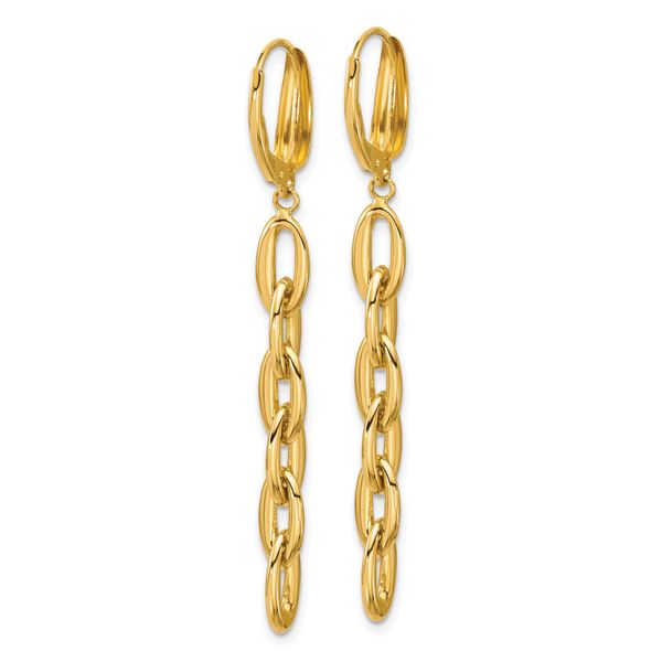 Leslie's 14K Polished Fancy Oval Link Leverback Dangle Earrings - Image 4