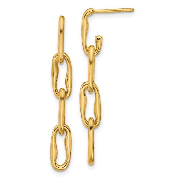 Leslie's 14K Polished Wavy Elongated Oval Link Post Dangle Earrings