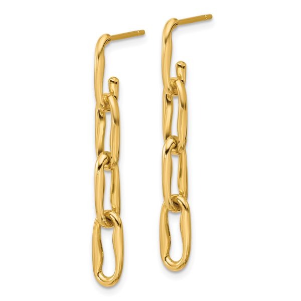 Leslie's 14K Polished Wavy Elongated Oval Link Post Dangle Earrings - Image 2