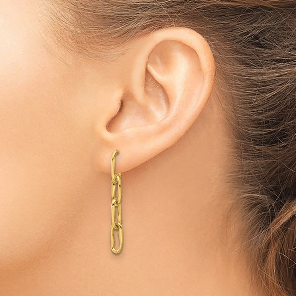 Leslie's 14K Polished Wavy Elongated Oval Link Post Dangle Earrings - Image 3