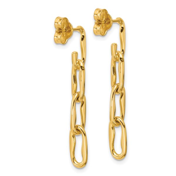Leslie's 14K Polished Wavy Elongated Oval Link Post Dangle Earrings - Image 4