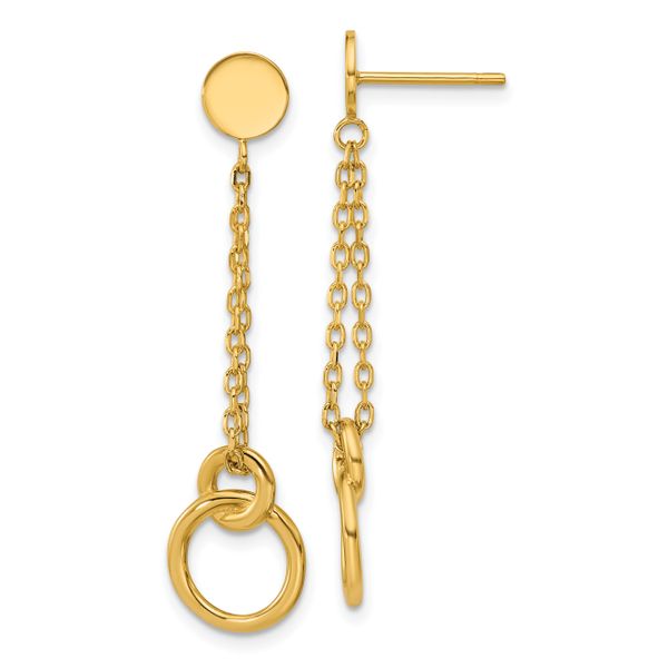 Leslie's 14K Polished 2-Strand Double Circle Post Dangle Earrings