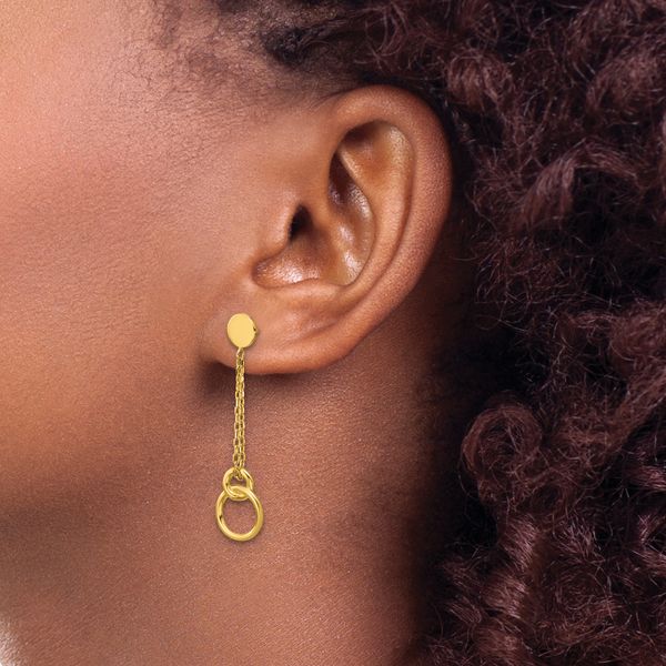 Leslie's 14K Polished 2-Strand Double Circle Post Dangle Earrings - Image 3