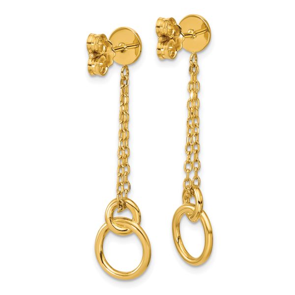 Leslie's 14K Polished 2-Strand Double Circle Post Dangle Earrings - Image 4