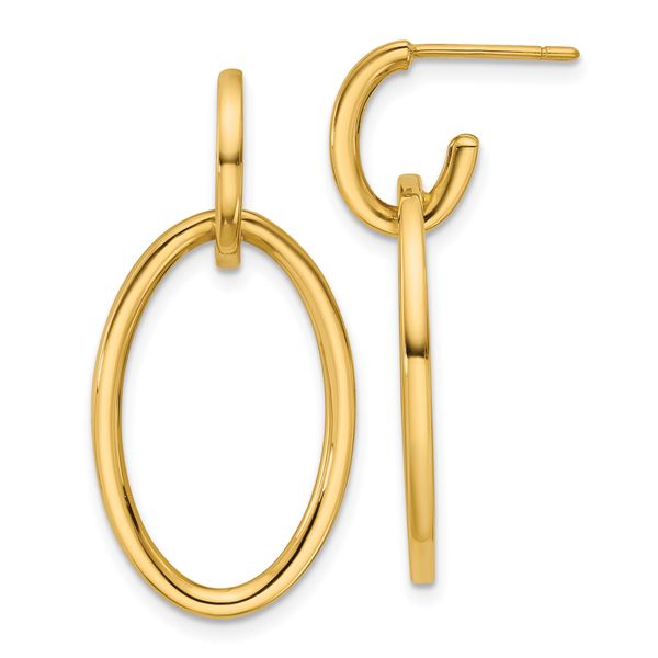 Leslie's 14K Polished Fancy Oval Link Post Dangle Earrings