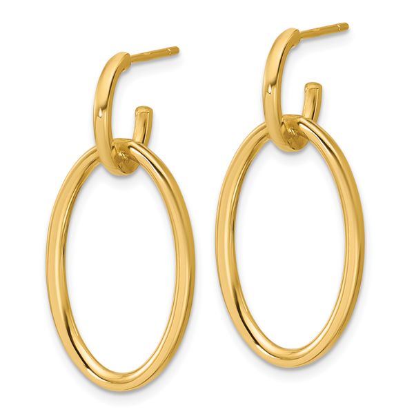 Leslie's 14K Polished Fancy Oval Link Post Dangle Earrings - Image 2