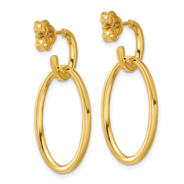 Leslie's 14K Polished Fancy Oval Link Post Dangle Earrings - Image 4