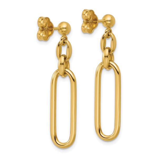 Leslie's 14K Polished Fancy Elongated Oval Link Post Dangle Earrings - Image 4