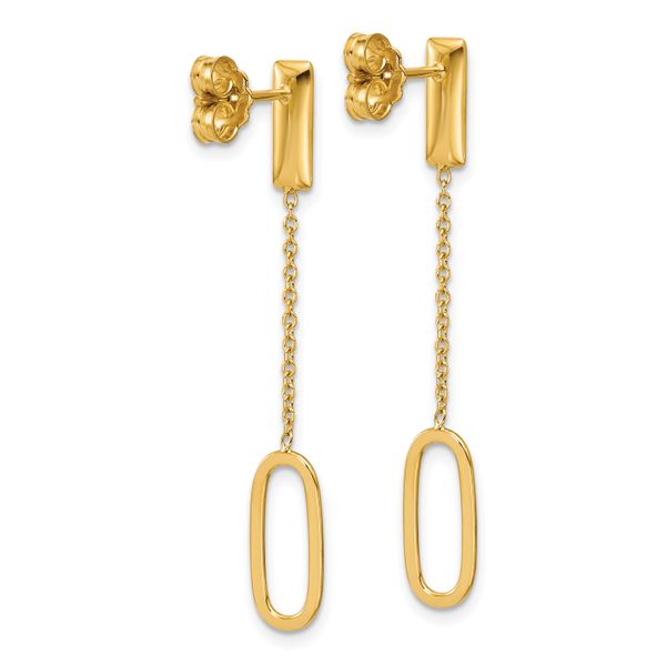 Leslie's 14K Polished Elongated Oval and Bar Post Dangle Earrings - Image 4