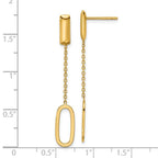 Leslie's 14K Polished Elongated Oval and Bar Post Dangle Earrings - Image 5