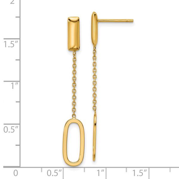 Leslie's 14K Polished Elongated Oval and Bar Post Dangle Earrings - Image 5