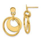 Leslie's 14K Polished Fancy Double Circle Post Dangle Earrings