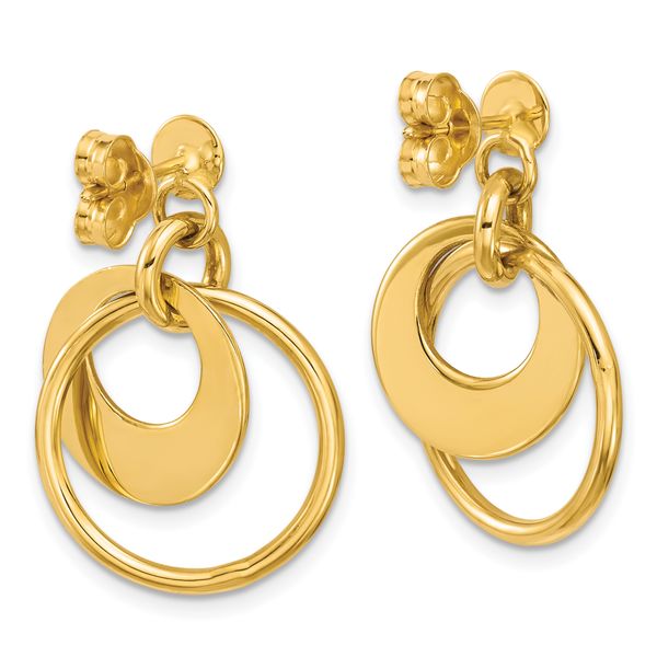 Leslie's 14K Polished Fancy Double Circle Post Dangle Earrings - Image 4