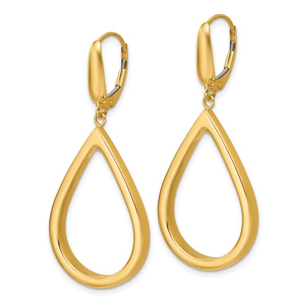 Leslie's 14K Polished Open Teardrop Leverback Dangle Earrings - Image 2
