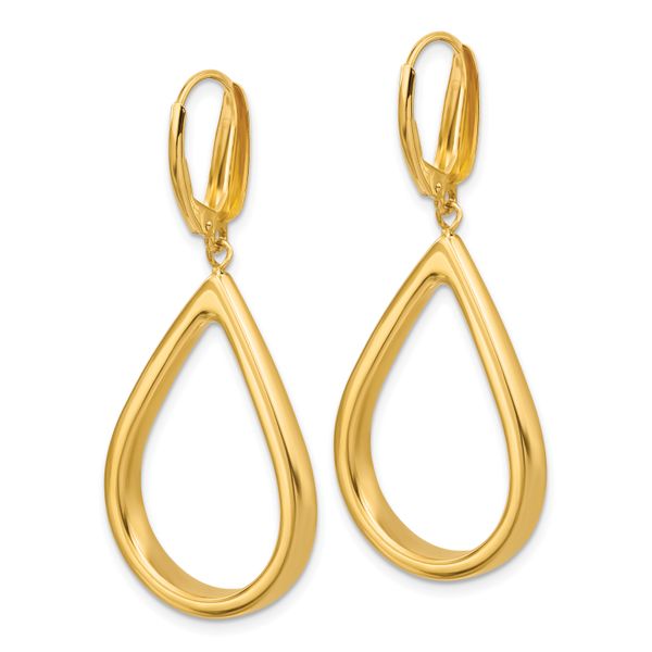 Leslie's 14K Polished Open Teardrop Leverback Dangle Earrings - Image 4
