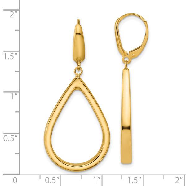 Leslie's 14K Polished Open Teardrop Leverback Dangle Earrings - Image 5