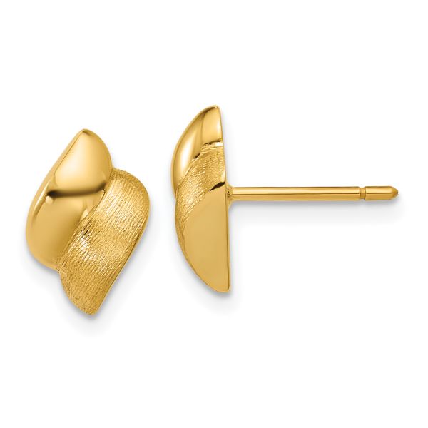 Leslie's 14K Polished and Brushed Fancy Post Earrings
