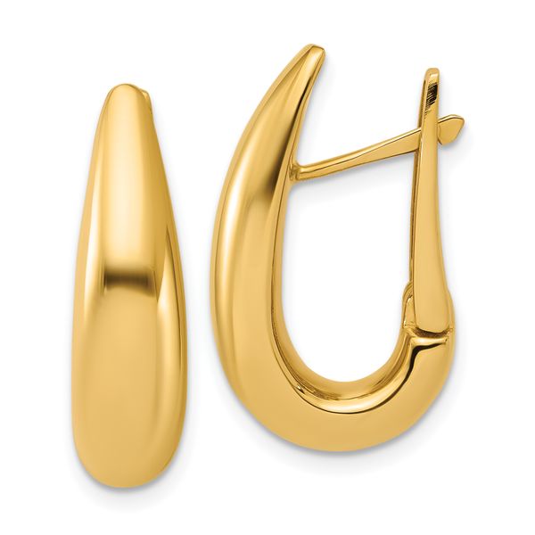 Leslie's 14K Polished Fancy Tapered Teardrop Hinged Hoop Earrings