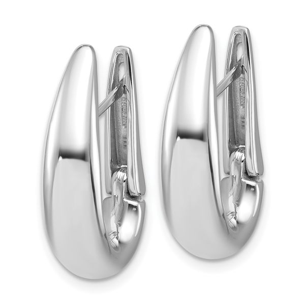Leslie's 14K White Gold Polished Teardrop Hinged Hoop Earrings - Image 2