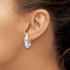 Leslie's 14K White Gold Polished Teardrop Hinged Hoop Earrings - Image 3