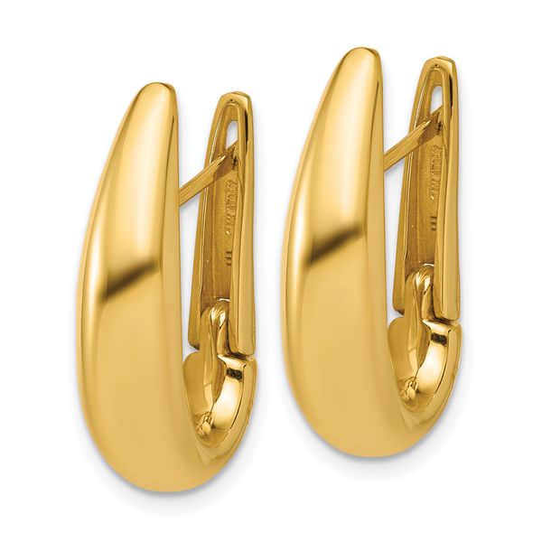 Leslie's 14K Polished Fancy Tapered Teardrop Hinged Hoop Earrings - Image 2