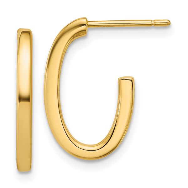 Leslie's 14K Polished 2.0mm Flat Oval Post J-Hoop Earrings