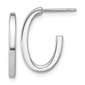 Leslie's 14K Whitehite Gold Polish 2.0mm Flat Oval Post J-Hoop Earrings