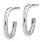 Leslie's 14K Whitehite Gold Polish 2.0mm Flat Oval Post J-Hoop Earrings - Image 2