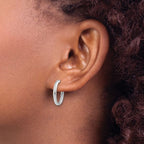 Leslie's 14K Whitehite Gold Polish 2.0mm Flat Oval Post J-Hoop Earrings - Image 3