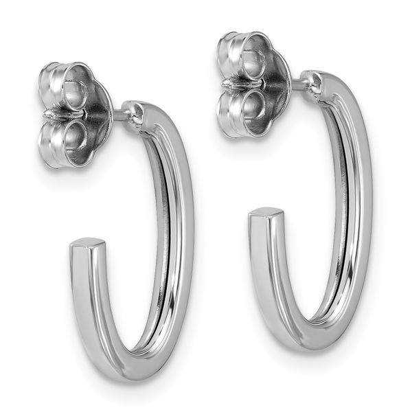 Leslie's 14K Whitehite Gold Polish 2.0mm Flat Oval Post J-Hoop Earrings - Image 4