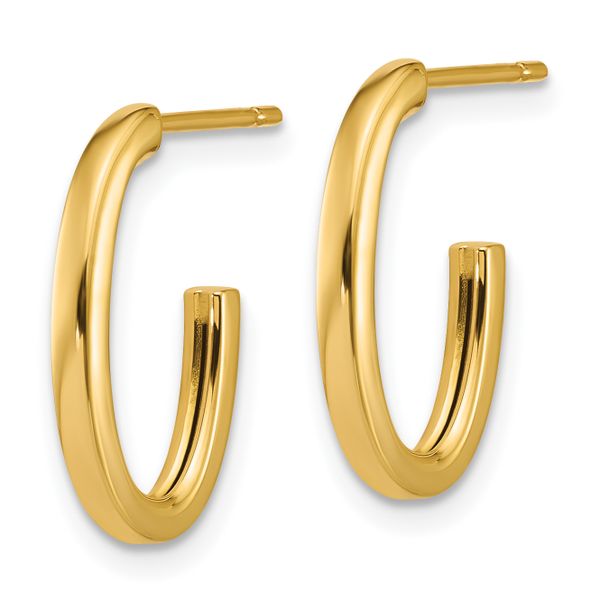 Leslie's 14K Polished 2.0mm Flat Oval Post J-Hoop Earrings - Image 2