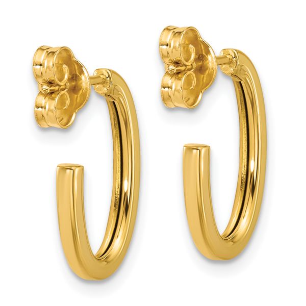 Leslie's 14K Polished 2.0mm Flat Oval Post J-Hoop Earrings - Image 4