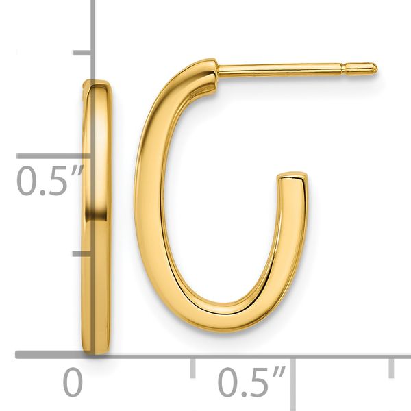 Leslie's 14K Polished 2.0mm Flat Oval Post J-Hoop Earrings - Image 5