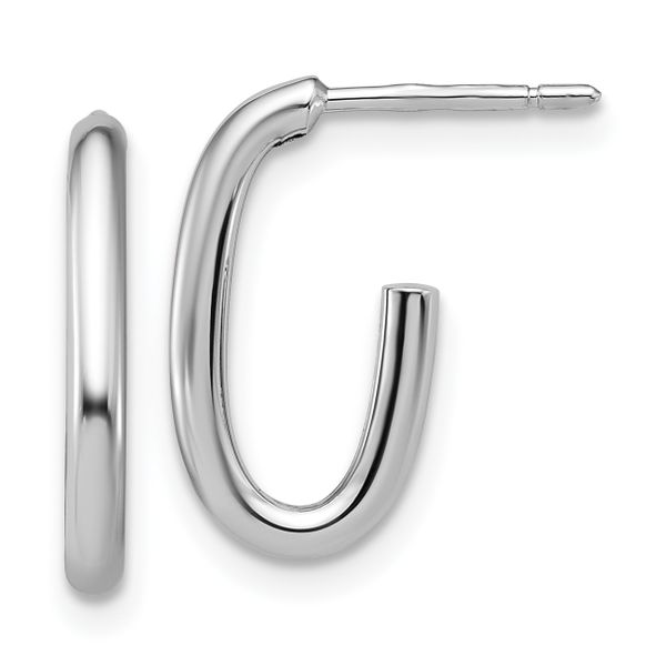 Leslie's 14K White Gold Polished 2.0mm Oval Post J-Hoop Earrings