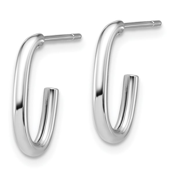 Leslie's 14K White Gold Polished 2.0mm Oval Post J-Hoop Earrings - Image 2