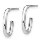 Leslie's 14K White Gold Polished 2.0mm Oval Post J-Hoop Earrings - Image 2