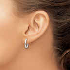 Leslie's 14K White Gold Polished 2.0mm Oval Post J-Hoop Earrings - Image 3