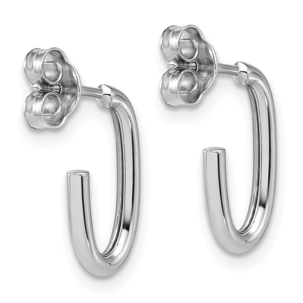 Leslie's 14K White Gold Polished 2.0mm Oval Post J-Hoop Earrings - Image 4