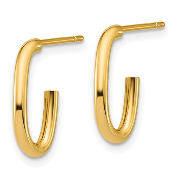 Leslie's 14K Polished 2.0mm Oval Post J-Hoop Earrings - Image 2