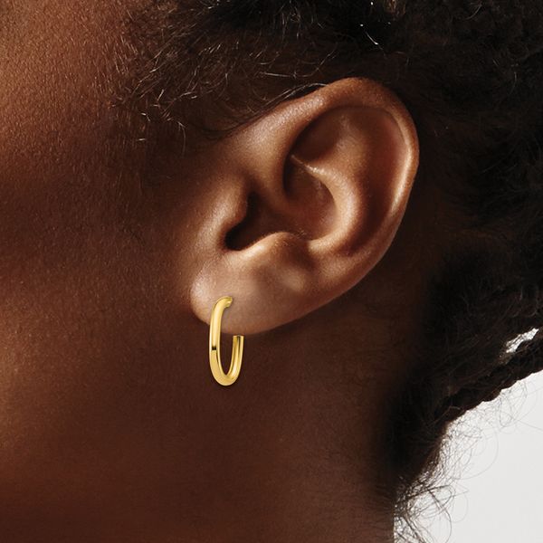 Leslie's 14K Polished 2.0mm Oval Post J-Hoop Earrings - Image 3