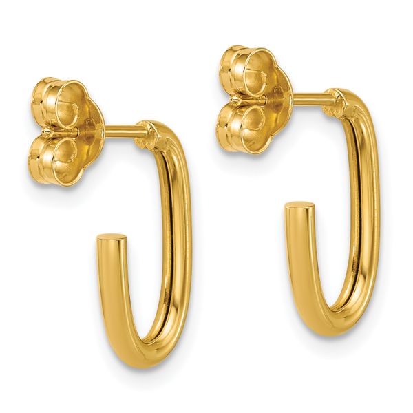 Leslie's 14K Polished 2.0mm Oval Post J-Hoop Earrings - Image 4